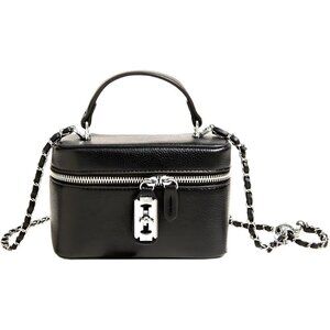 Women's Black Crossbody Bag Small Square Purses Top-Handle Purses with Chain
